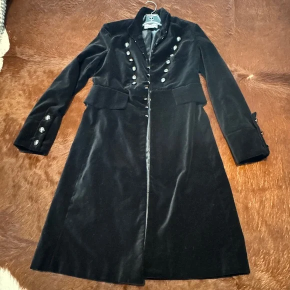 Vintage Pure Badass Rare Flawless Velvet Steampunk/Military Long Jacket